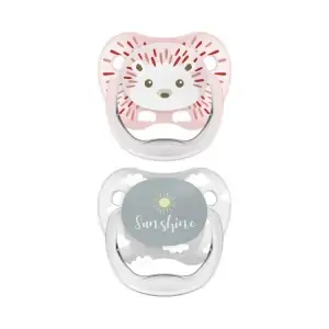 Suzeta PreVent, Imprimata "Animal Face", 2pack, niv.1(0-6 luni), fete