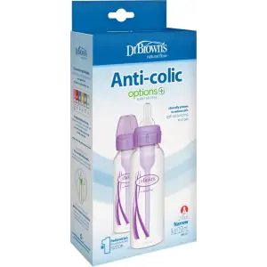 Pachet Biberoane din plastic, Anti-Colici cu Gat Ingust “Options Plus” de 250 ml. (2 pack) Violet 2
