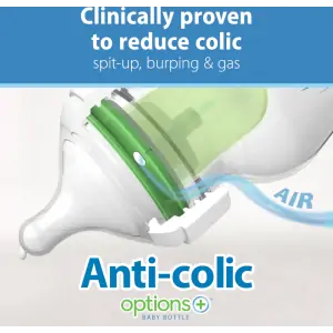 Pachet Biberoane din plastic, Anti-Colici Gat Larg "Options Plus" 270 ml. Roz (2-Pack) 2