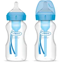 Pachet Biberoane din plastic, Anti-Colici Gat Larg "Options Plus" 270 ml. Albastru (2-Pack)