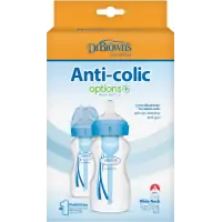 Pachet Biberoane din plastic, Anti-Colici Gat Larg "Options Plus" 270 ml. Albastru (2-Pack)
