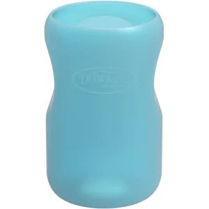 Protectie din silicon pentru biberon din sticla cu Gat Larg 270 ml., Albastra